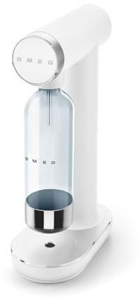 Smeg, SKC01WHM Wassersprudler mit Sprudelregler und Tropfschale, 800-ml-Flasche, CO₂-Zylinder nicht enthalten, Mattweiß