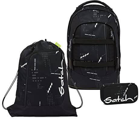 Satch Pack Schulrucksack Set 3tlg. mit Schlamperbox und Sportbeutel (Ninja Matrix)