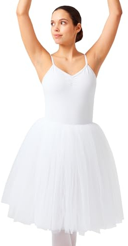 tanzmuster Ballett Tutu Damen - Karla - Baumwolle - Gr. 34-40 - Ballett Trikot mit weichem Tüllrock- Tanzkleid - Ballettkleidung für Erwachsene