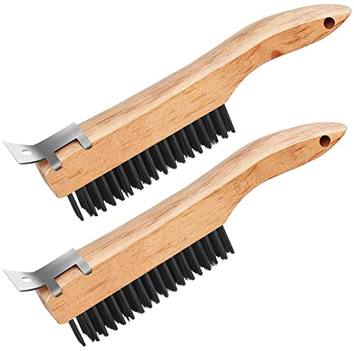 Oumuik Bürste, Stahlbürste Holzgriff Stahlbürste, Rostentfernungsstahlbürste, Schmutzentfernungsbürste, Rostentfernung, Wandreinigungswerkzeug