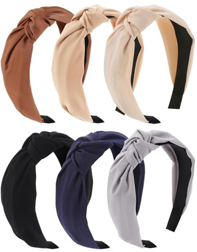 6 Stück Haarreifen Damen, Geknotet Stirnband, Rutschfest | Rutschfest Haarreifen für Frauen Mädchen,Polyester + Kunststoff, 16 x 13 Cm, Für Alltag, Make-Up, Arbeit Und Party