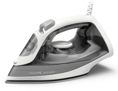 Philips 2000-Serie Dampfbügeleisen - Bis zu 25 g/min Dauerdampf. 2000W. 250 ml Wassertank. Schnelle Entknitterung. 4 Dampfstufen. Keramiksohle. Leichtes Gewicht für Leichtes Bügeln. Grau (DST2020/80)