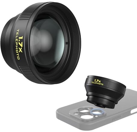 Freewell 1.7X Teleobjektiv für iPhone, Samsung,17mm Gewinde Premium Portrait und Wildlife Objektiv