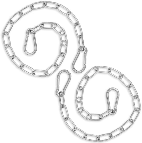JJUNW 2 Stück Edelstahl Ketten mit Karabiner, 0.5m Kette Edelstahl Stahlkette, Metallkette Gliederkette 3mm Kettenglieder für Zauntore Käfigtore Haustiere Gartentore Vogelkäfig