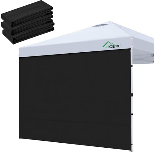 Acepic 3 Stück Seitenwände für Pavillon 3x3M, Pavillons Seitenwand für Gartenpavillon und Faltpavillon mit Klettverschluss, 210D Wasserdicht, Ohne Vordach (schwarz, 3 * 3m)