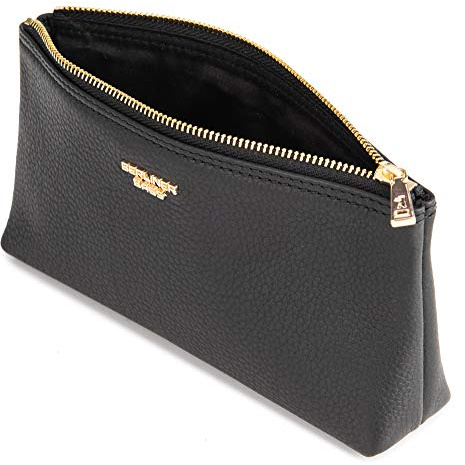 Berliner Bags Kosmetiktasche Anna Premium, Kleiner Kulturbeutel - Schwarz | Leder Kosmetiktasche & Kleiner Kulturbeutel für Damen, Schminktasche & Federmäppchen mit YKK-Reißverschluss & Schutzbeutel