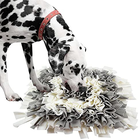IEUUMLER Schnüffelteppich Hund Riechen Trainieren Schnüffeldecke Futtermatte Trainingsmatte für Haustier Hunde Katzen IE075 (45x45cm, Grey & White)