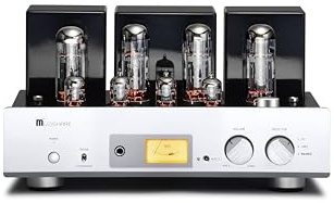 Muzishare X5 Integrierter Röhrenverstärker, Push-Pull-Vakuumverstärker, mit Fernbedienung, 6,35 mm Kopfhörerausgang, Ultralinear- und Triodenbetrieb, Röhren EL34 x4