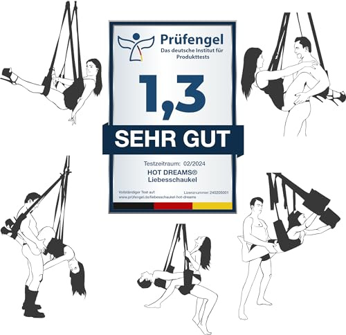 HOT DREAMS® 2-in-1 Liebesschaukel – Neue Winkel, unberührte Punkte & Stellungen die vorher unmöglich waren | Premium Sexschaukel für Paare belastbar bis 200 kg | 360° drehbar | für die Decke & Tür