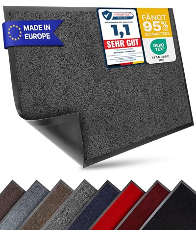 Entrando Fußmatte 120x180 cm - rutschfest & waschbar - für innen und außen - Schmutzfangmatte flach, saugfähig, robust - für Flur, Haustür, Terrasse, Eingang, Wohnung (Anthrazit)