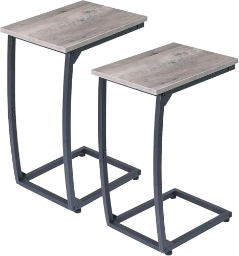LAKEMID C-förmiger Beistelltisch 2er-Set, Beistelltisch für Couch, Gebogene Stützbeine, TV-Tablett, Tisch für Wohnzimmer, Schlafzimmer, (Lvory)