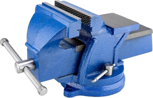 HYCHIKA Schraubstock 360° Drehbar, 152 mm Spannweite, Hochwertige Stahlbacken, Gusseisen Tischschraubstock, Handschraubstöcke klemmbar für Holzbearbeitung Metallbearbeitung Bohren