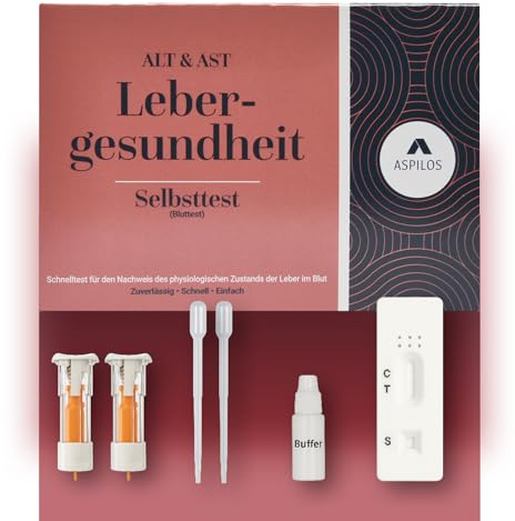 ASPILOS Lebergesundheit (AST&ALT) Selbsttest - Schnelle Ergebnisse für Zuhause - Zuverlässig & Präzise - Medizinische Tests mit Labor-Qualität