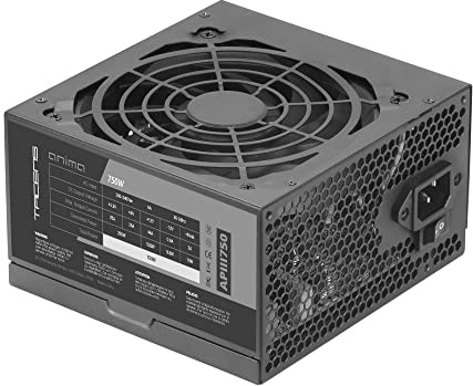 Tacens Anima APIII750, ATX PC-Netzteil 750W, SMD-Technologie, 85% 12V-Effizienz, 12-cm-Ultrasilent-Lüfter, Japanische TK-Kondensatoren 105 °C, Carbonfaser-Kabel, Schwarz