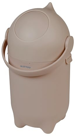 Nattou Windeleimer Dropy, Geruchsdicht, Einfaches Öffnen mit einer Hand, 49,5 x 28 cm, Polypropylen/ABS, Taupe