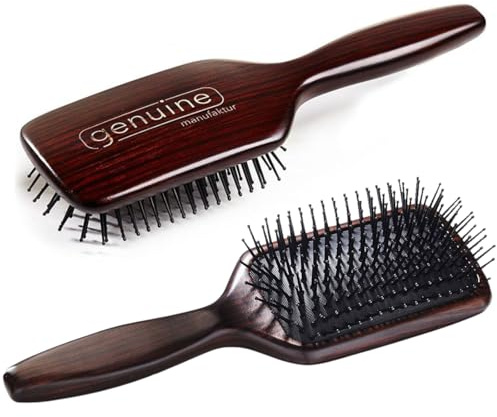 genuine haircare PADDLE BRUSH – Pflegende Styling- und Föhn-Bürste mit Kunststoff-Pins, schonend zur Kopfhaut, hitzebeständig, handmade in Germany