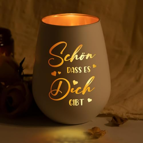 Juratar Geschenke für Frauen Männer, Windlicht mit Gravur Geburtstagsgeschenk für Frauen, Teelichthalter, Graviertes Windlicht aus Glas, Geschenke für Frauen Freundin Weihnachten