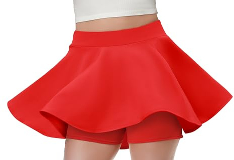 Rock Damen Sommer Große Elastizität Casual Basic Röcke A-Linien Hohe Taille Hosenrock Leichtgewicht Skater Rock mit Hose Drunter Versatile Minirock Tennisrock
