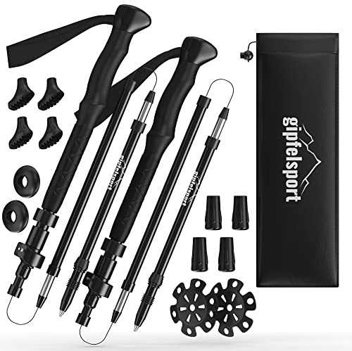 gipfelsport Faltbare Wanderstöcke I Teleskop Trekkingstöcke mit Tasche I Wanderstock, Teleskopstöcke für Wandern, Hiking, Trekking I verstellbar I für Damen und Herren