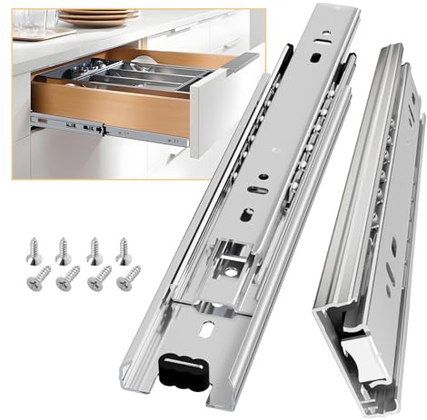 AOLISHENG Schubladenschienen Vollauszug 350mm Schwerlastauszug mit 45 kg Tragkraft für Küchenschränke und Möbel,Weiß,1 Paar(2er Set)