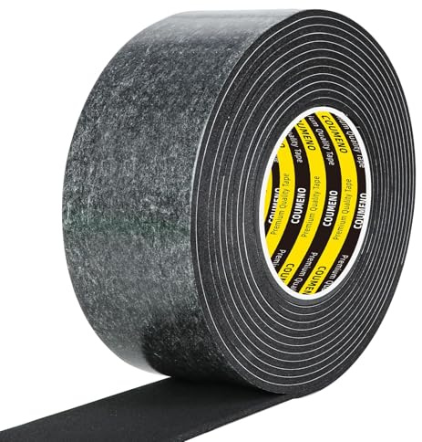 COUMENO Schaumstoff Klebeband Selbstklebend, 50mm x 3m, 3 mm dick, Schwarz, Einseitiges Schaumstoff Klebeband, Moosgummi Dichtungsband für Fenster & Türen, ideal für Kälteisolierung und Schalldämmung