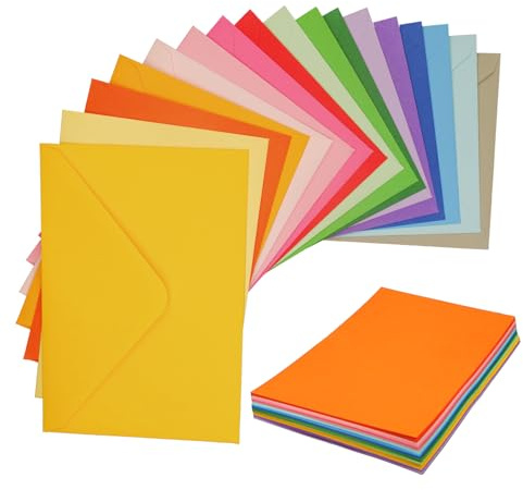 17 Farben Bunte Faltkarten mit Briefumschlagen, Farben kreative Klappkarten 14,8 * 10.5 cm zum Gestalten, Beschriften, Einladungskarten