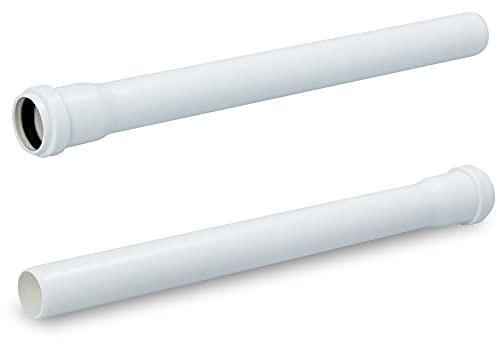 HT Rohr Abwasserrohr mit Muffe Ø 32 mm x 500 mm Länge Weiß | PVC Kanalrohr Abflussrohr mit Gummidichtung | Kanalrohrsystem Heißwasser Chemische Beständigkeit | Abwasser Installation