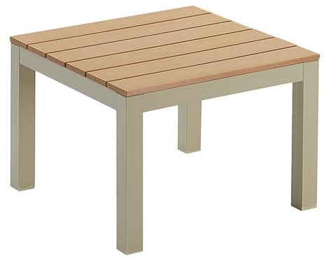 Gartentisch ORLANDO LOUNGE - 60cm - WPC Aluminium - natur greige | Pflegeleichte Oberfläche, Indoor und Outdoor, Beistelltisch, langlebig, flexibel