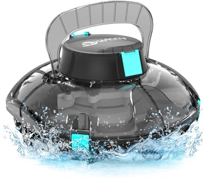 WINNY POOL CLEANER Winny 200 Poolroboter, Poolsauger kabellos mit Akku, 75 Min. Laufzeit, für Aufstellpools bis 60 m², Doppelfiltration, Automatisches Parken, Kompakt Leicht