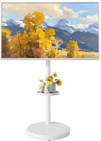 ECOTINY Höhenverstellbarer Rollbarer TV-Ständer für 37-86 Zoll Fernseher, 50 kg Tragkraft, Hoch- und Querformat, Stabiler Mobiler TV-Wagen mit Ablage, Max. VESA 600x400mm (Weiß)