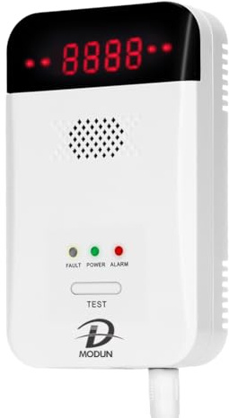 D MODUN - Gasmelder, Erdgas | LPG | Kohlegas-Lecksucher, Plug-in-Sensor-Gasmonitor mit akustischem Alarm und LED-Anzeige, Methan-Propan-Butan-Brenngas-Alarm für Küche, Wohnmobil, Garage