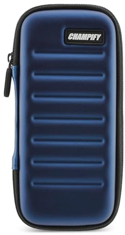 Champify® Darttasche mit Haltesystem gegen Verrutschen der Dartpfeile | Hard-Case zum Schutz für 3 Steeldarts oder Softdarts und vielen Taschen für Dart Flights und weiteres Darts Zubehör