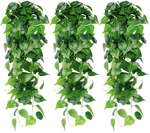 Betylifoy 3 Stück Künstliche Hängepflanzen 100cm Künstliche Hängepflanze | Hochzeitsdeko Faux Efeu Reben für Wand Haus Zimmer Indoor Outdoor Dekoration (Lvluo)