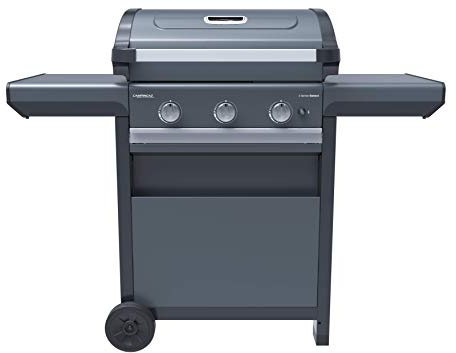 Campingaz Gasgrill 3 Series Select, BBQ Gas-Grillwagen mit 3-Brennern aus Edelstahl, Deckel mit Thermometer, InstaClean Aqua, Culinary Modular System, 10.2 kW Leistung, Außenküche, Grau