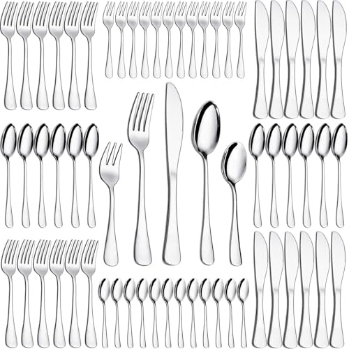 PionStar 60-teiliges Besteck Set 12 Personen – Besteck aus Edelstahl mit Besteck Messer, Gabeln, Löffel, Teelöffel und Kuchengabeln | Spülmaschinengeeignet