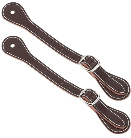 ECSiNG Sporenriemen aus braunem Leder, verstellbar, einlagig, Rindsleder, Sporenriemen für Reiter, 2 Stück
