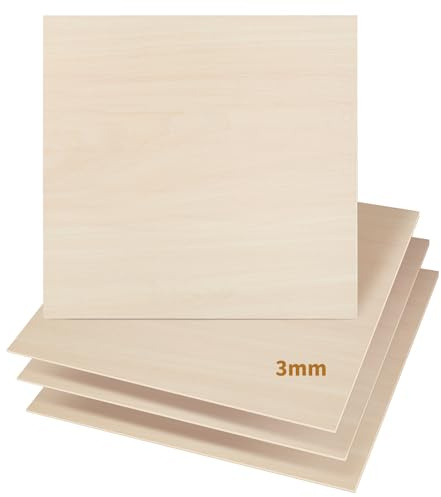 Dofiki 25 Stück 3mm Sperrholz Linde Blatt 300x300x3mm Handwerk Sperrholz für Laserschneiden Lasergravur Holz Brennen Bau Modell, 3mm Bass Holz Blatt 1/8 x11.8 x 11.8