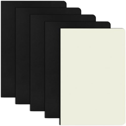 ZCZN Notizheft A5 blanko, 5 Stück Notizbuch, Schwarz Kraftcover | 30 Blatt , kompakte Packung, perfekt für Schüler und Büroangestellte