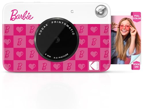 Kodak x Barbie Printomatic Digitalkamera mit Sofortbildfunktion (Vollfarbe), 5 MP, Tragbare Barbie Kamera inkl. Zink-Fotopapier (5,1 x 7,5 cm) mit Kleberückseite, Geschenkidee für, Ikonischer Stil