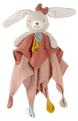 Fehn Schmusetuch Hase – Spielkamerad und Stofftier-Schnuffeltuch aus Baumwolle – Kuscheltuch mit Schnuller-Befestigung – für Babys und Kleinkinder ab 0+ Monaten