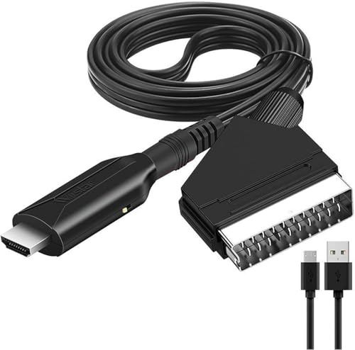 ertlutw Scart zu HDMI Kabel Scart Konverter HDMI 1080P mit Scart Eingang und HDMI Ausgang Port für HDTV STB VHS Xbox PS3