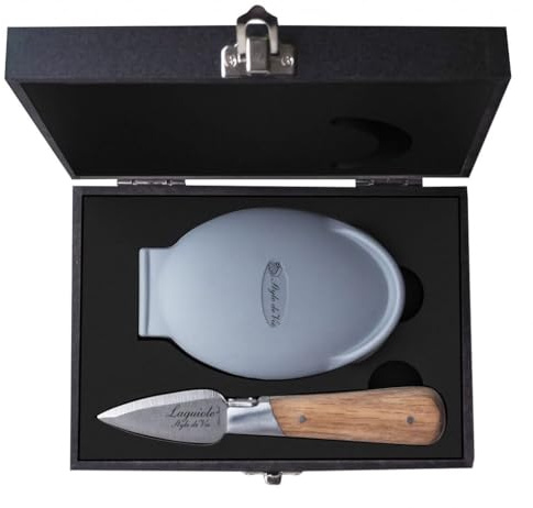 Laguiole Style de Vie Austernmesser Luxury Line - Eichenholz | Austernmesser mit Edelstahlklinge, Eichenholzgriff und Austernhalter; für sicheres Öffnen und stilvolles Servieren