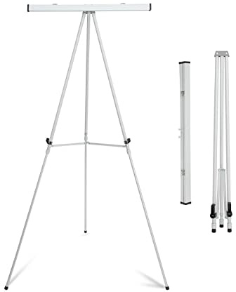 Falling in Art Flipchart-Staffelei aus Aluminium mit verstellbarem Boden für Sitzungssaal, Whiteboard, Papierblöcke, Beschilderung, 160 cm hoch, silberfarben