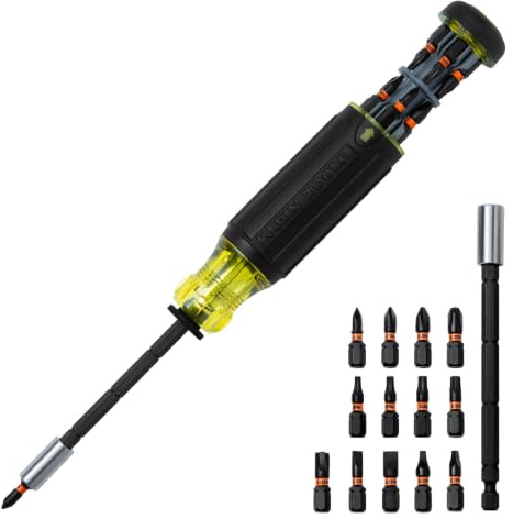 Klein Tools 32303 | 14-in-1 Multi-Bit Schraubendreher mit verstellbarer Länge, magnetischer Bit-Aufnahme & Impact-Adapter | Profi-Werkzeug für Elektriker und Installationen
