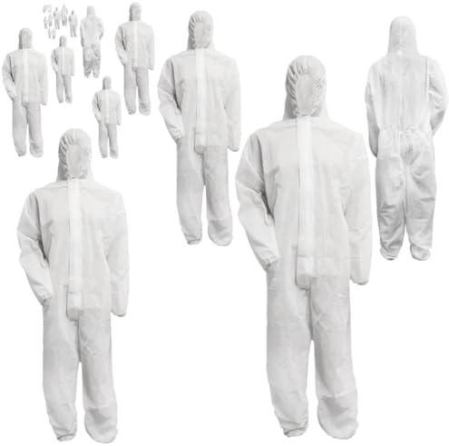 Bohrfux - 10 Stück PP Einweganzug Schutzanzug Einweg Overall Maleranzug 40g/m² Gr. L-XXXL (wählbar) Einwegoveralls Polypropylen Schutzoverall