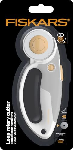 Fiskars Titan-Rollschneider, Rollmesser mit Schlaufengriff, Rechts- und Linkshändig, Klingen-Durchmesser: 45 mm, Orange/Weiß/Grau, 1066047