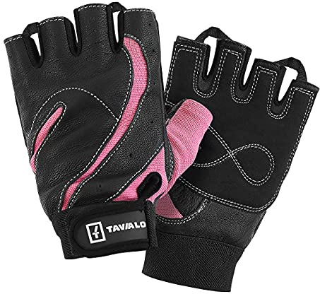 TAVIALO Fitnesshandschuhe, Trainingshandschuhe für Damen, Größen S (13-16 cm) und M (16-19 cm), unterschiedliche Farben, doppelt verstärkte Handinnenfläche m. Leder, ideal für Kraftsport und Fitness