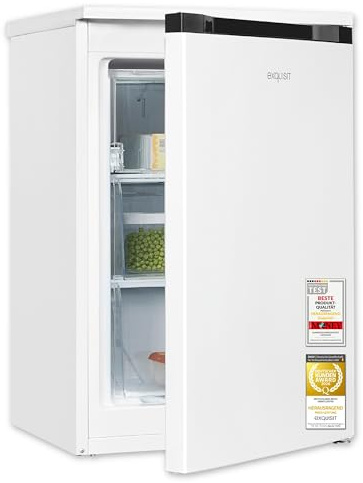 Exquisit GS581-051C Gefrierschrank - 85 l Nutzinhalt - Weiß - Energieklasse | Freistehender Tiefkühlschrank, 4-Sterne-Gefrierfach, 39 dB, 2 Schubladen, Klappe, 84,5 x 54,9 x 55,7 cm