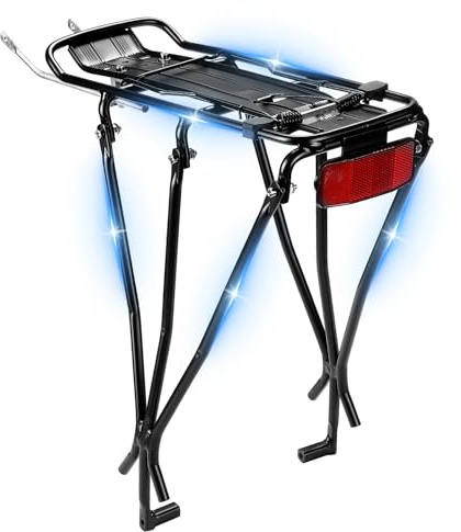 KEMIMOTO Universal Fahrrad Gepäckträger, Fahrradgepäckträger aus Aluminiumlegierung, Mountainbike Gepäckträger mit Reflektor,Schnellverschluss und Montage