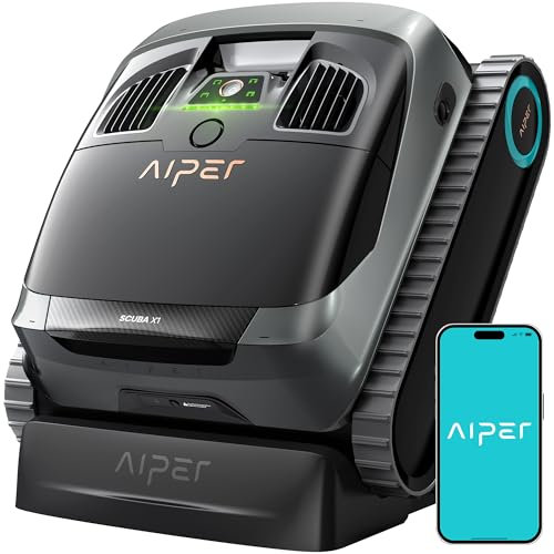 AIPER Scuba X1 Poolroboter mit App, 25200 LPH Mühelose Sauberkeit mit Doppel-Auslass, 3 μm Ultra-Feinfiltersystem, Horizontale Wasserlinienreinigung, Poolsauger Akku Ideal für Eingelassene Pools